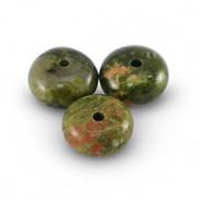 Natural stone bead Granite rondelle 5x8mm Earth Red Green